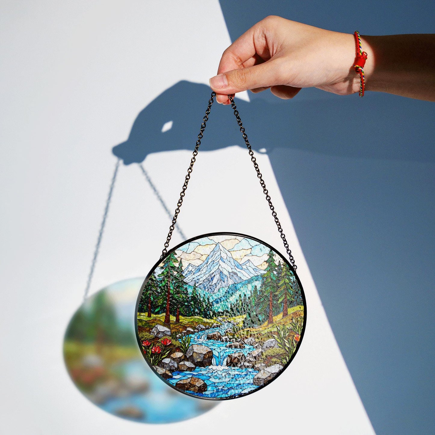Suncatcher mountain forest stream landscape gift for mom Mothers Day gift Christmas gift