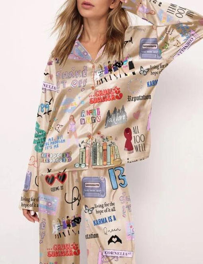 Music Artists Tour Satin Pajama Set For Women  Pajamas Set