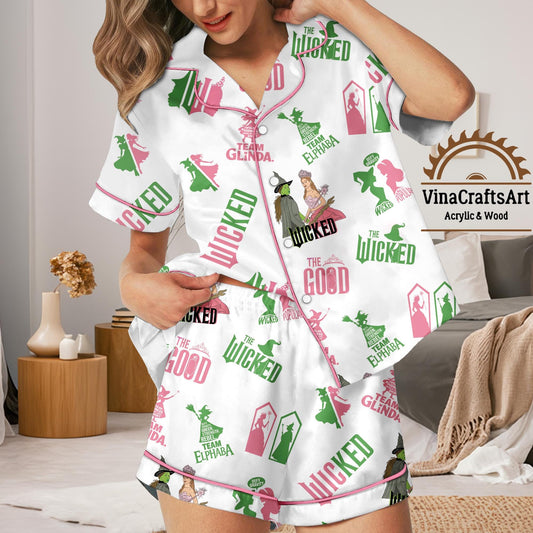 Wicked Lover Pajama Set – Team Glinda vs Team Elphaba Sleepwear, Funny Musical Theater Loungewear, Wicked the Musical Gift
