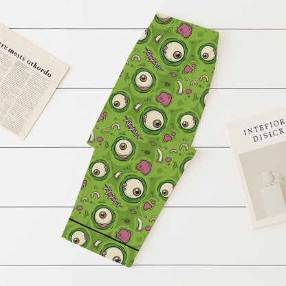 Green Monster Eye Pajamas Set, Funny Zombie Eyeball Sleepwear, Creepy Cute Halloween Sleepwear, Spooky Season Gift, Halloween Gift