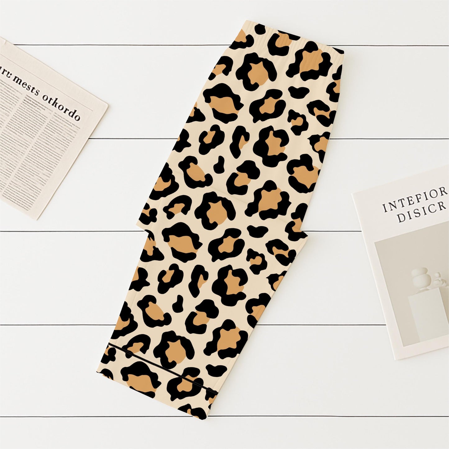 Leopard Pajamas Set, Animal Loungewear, Beige And Black Homewear, Cozy Sleepwear, Cute Leopard Nightwear For Women Men, Halloween Gift