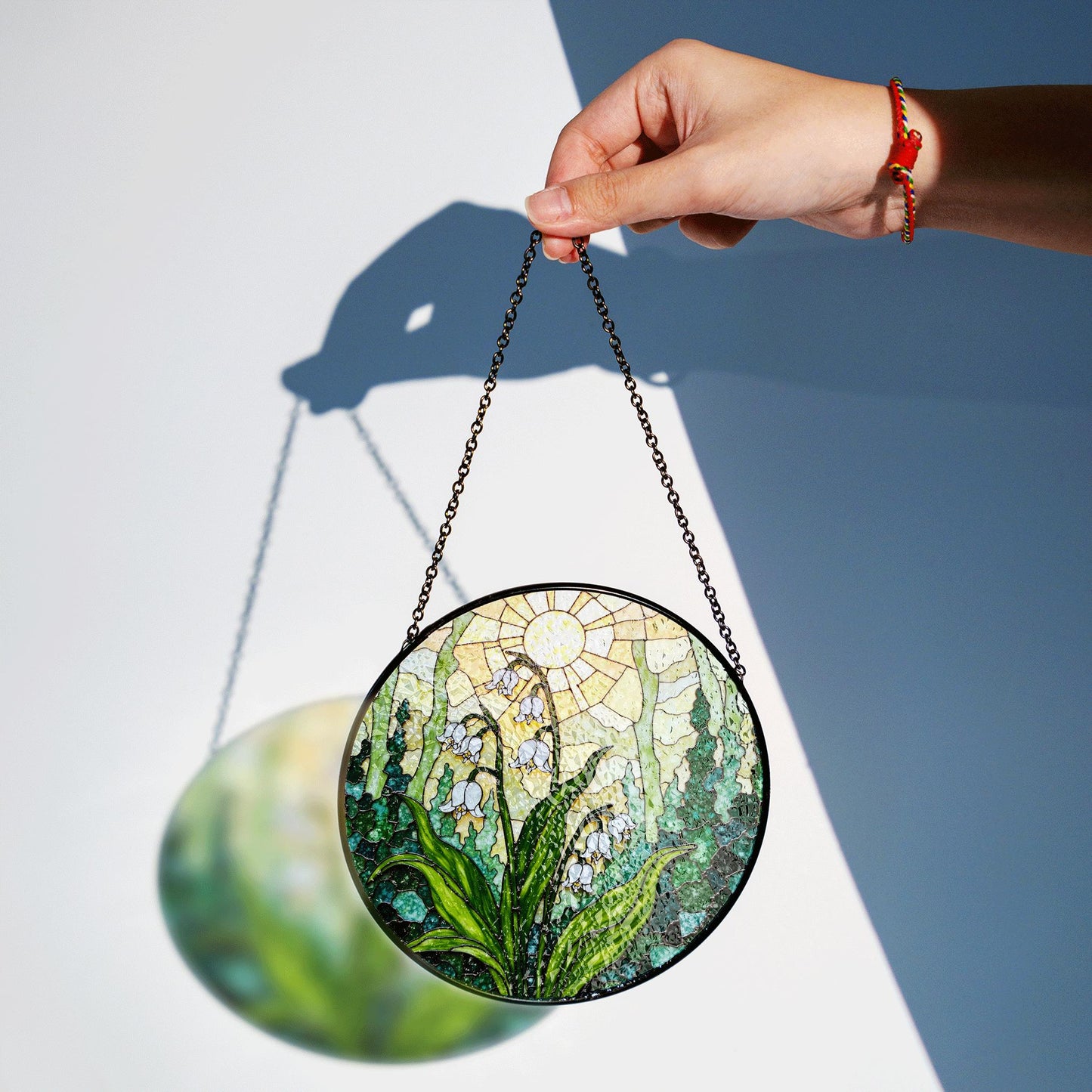 Lily of the valley stained glass suncatcher window hanging spring home decor mothers day gift