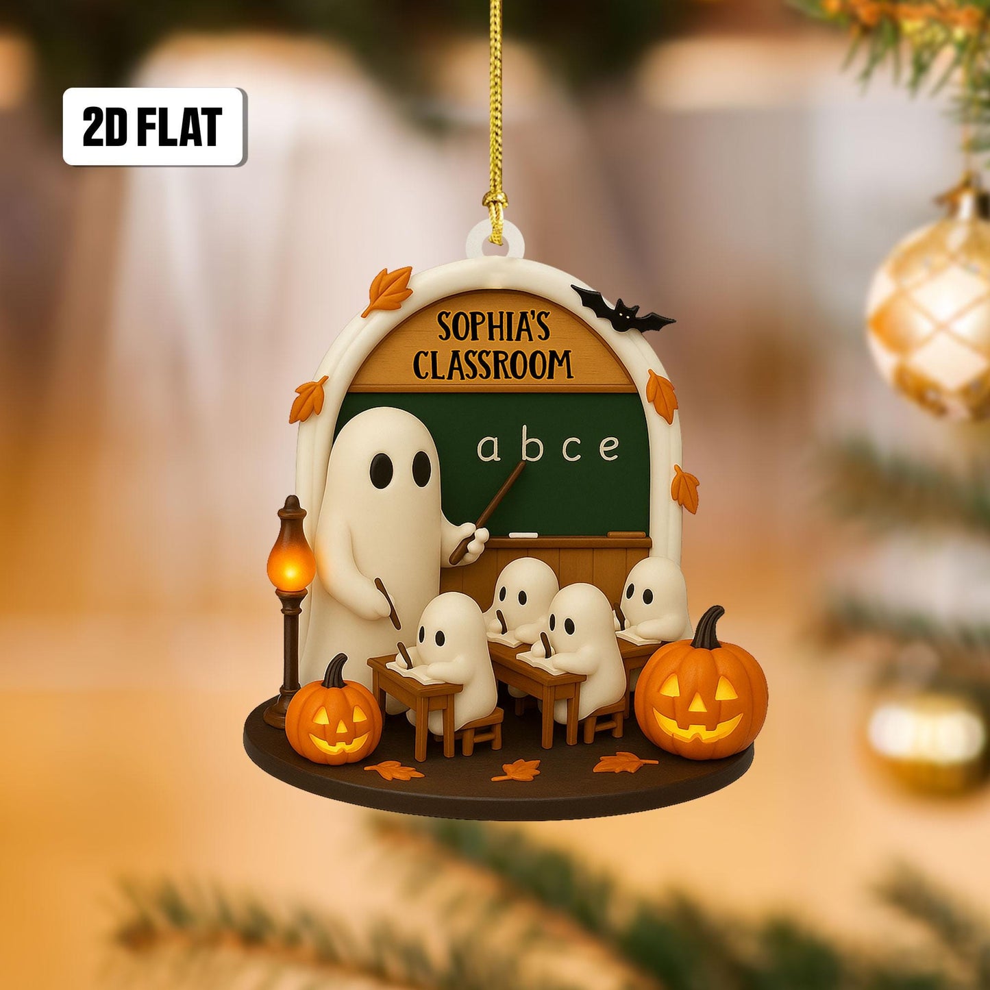 Personalized Dreamy Teacher's Classroom 2D Flat Acrylic Ornament, Trick or Treat Ornament, Custom Classroom, Halloween Window Hangings