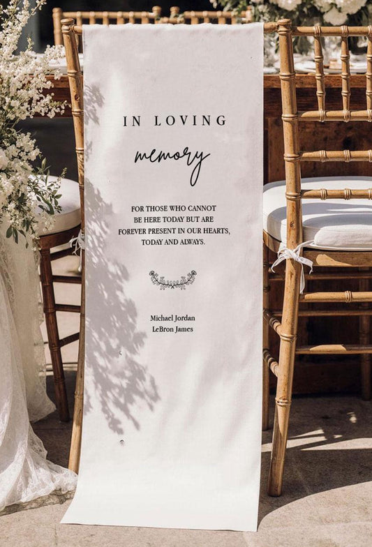 In Loving Memory Wedding Chair Sign, Today and Always Memorial Banner, Personalized Remembrance Seat Sign, Custom Wedding Tribute Decor