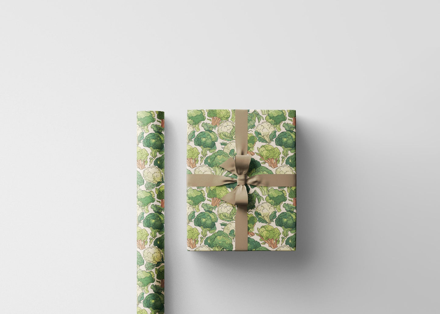 Broccoli Farmers Market Wrapping Paper Roll Colorful Fruits and Vegetables Rustic Farmhouse Eco Kitchen Organic Gift Wrap Design #10