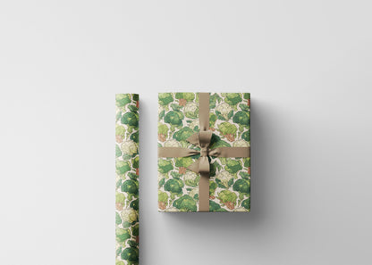 Broccoli Farmers Market Wrapping Paper Roll Colorful Fruits and Vegetables Rustic Farmhouse Eco Kitchen Organic Gift Wrap Design #10