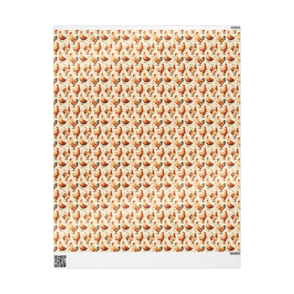 Farmers Market Wrapping Paper Roll Country Rustic Chickens Farmhouse Style Eco Friendly Poultry Barnyard Kitchen Gift Wrap #23