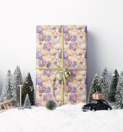 Farmers Market Wrapping Paper Roll Farmhouse Rustic Garlic Design Eco Friendly Country Kitchen Organic Veggie Gift Wrap #32