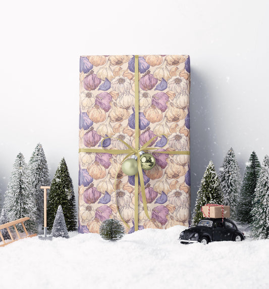 Farmers Market Wrapping Paper Roll Farmhouse Rustic Garlic Design Eco Friendly Country Kitchen Organic Veggie Gift Wrap #32