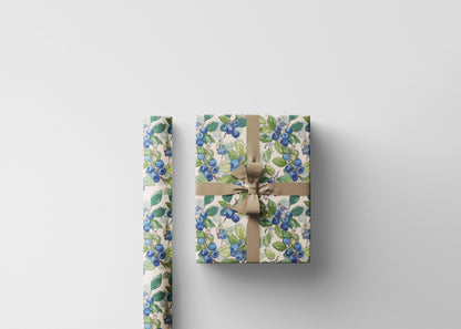 Farmers Market Wrapping Paper Roll Rustic Country Blueberries Design Eco Farmhouse Kitchen Organic Fruit Gift Wrap #29