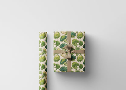 Broccoli Farmers Market Wrapping Paper Roll Rustic Country Fruits Vegetables Illustration Organic Kitchen