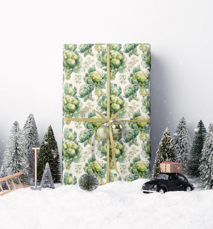 Farmers Market Wrapping Paper Roll Eco Rustic Broccoli Design Farm Fresh Vegetable Farmhouse Country Kitchen Gift Wrap #67