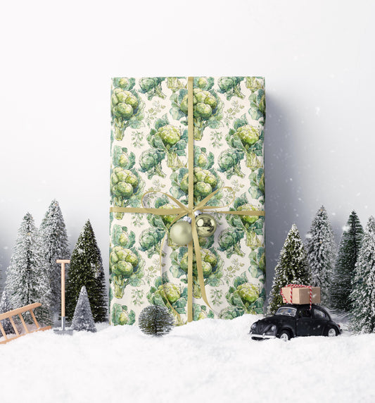 Farmers Market Wrapping Paper Roll Eco Rustic Broccoli Design Farm Fresh Vegetable Farmhouse Country Kitchen Gift Wrap #67