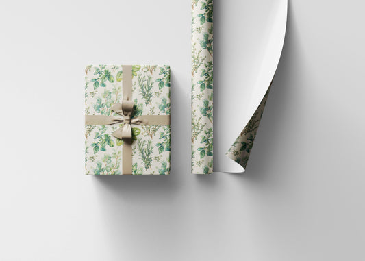 Farmers Market Wrapping Paper Roll Farmhouse Rustic Herbs Theme Eco Friendly Country Kitchen Basil Rosemary Gift Wrap #57