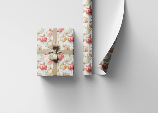 Farmers Market Wrapping Paper Roll Farm Fresh Onions Rustic Country Vegetables Eco Friendly Farmhouse Kitchen Gift Wrap #77