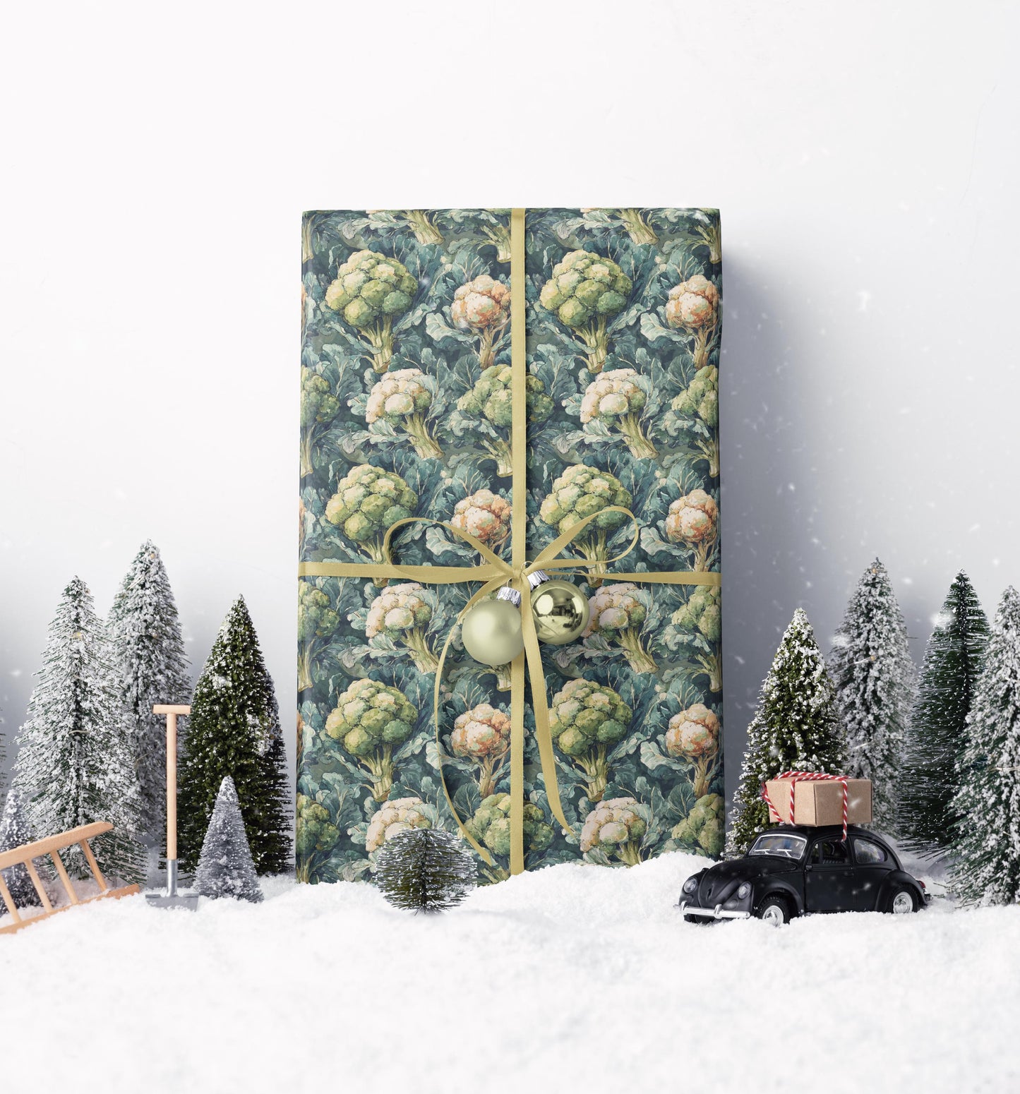 Farmers Market Wrapping Paper Roll Farm Fresh Broccoli Rustic Country Vegetables Eco Friendly Farmhouse Kitchen Gift Wrap #65