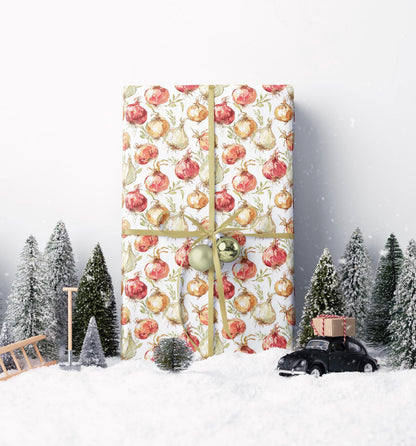 Farmers Market Wrapping Paper Roll Farm Fresh Onions Rustic Country Vegetables Eco Friendly Farmhouse Kitchen Gift Wrap #77