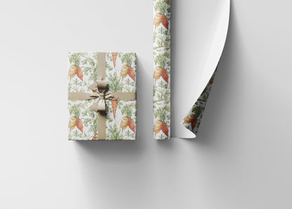 Farmers Market Wrapping Paper Roll Rustic Farm Fresh Carrots Design Eco Friendly Farmhouse Country Kitchen Veggie Gift Wrap #58