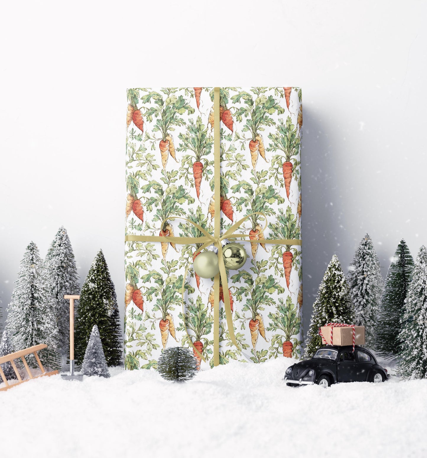 Farmers Market Wrapping Paper Roll Rustic Farm Fresh Carrots Design Eco Friendly Farmhouse Country Kitchen Veggie Gift Wrap #58