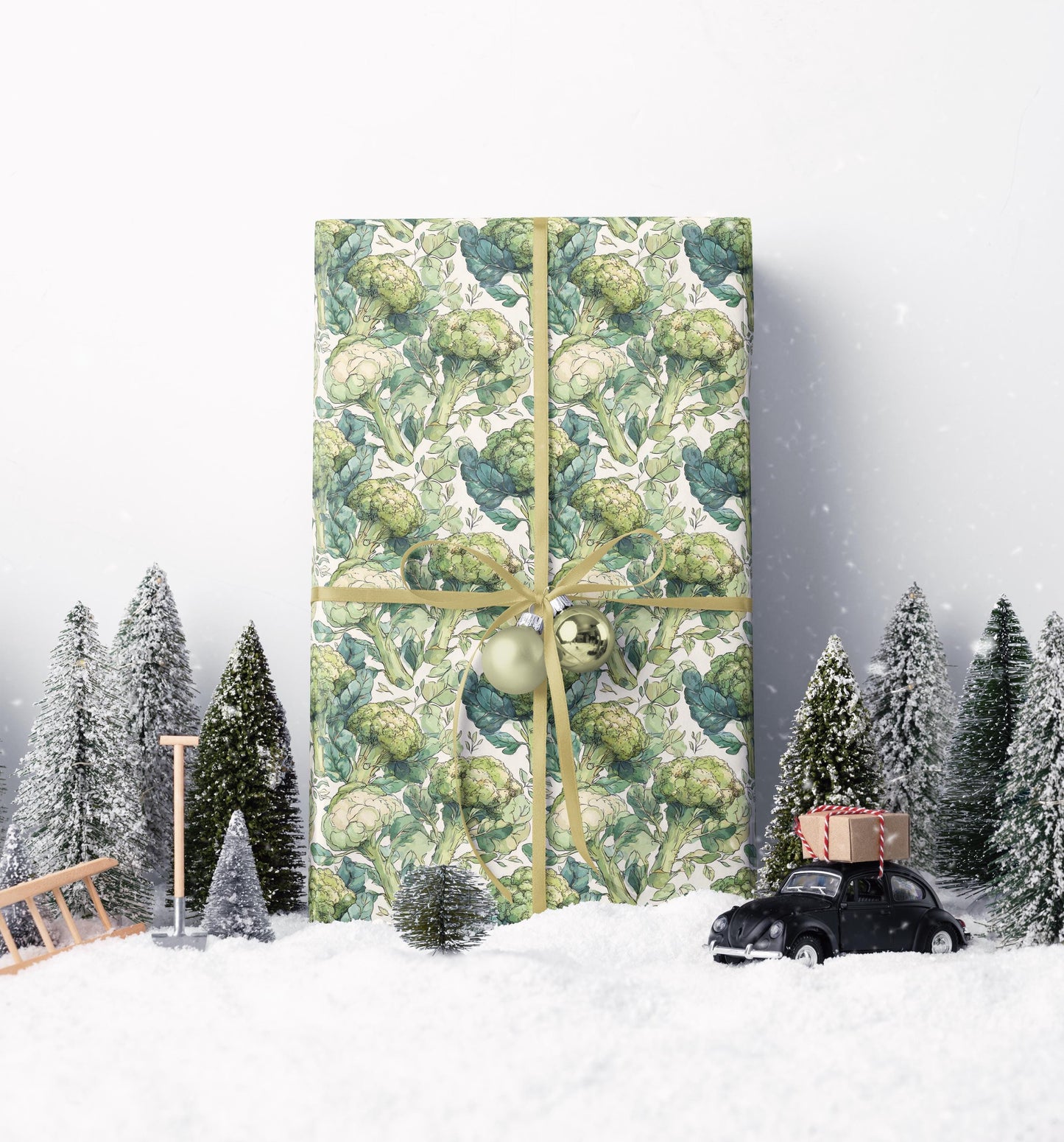 Farmers Market Wrapping Paper Roll Rustic Country Kitchen Broccoli Farm Fresh Vegetables Eco Farmhouse Organic Gift Wrap #68