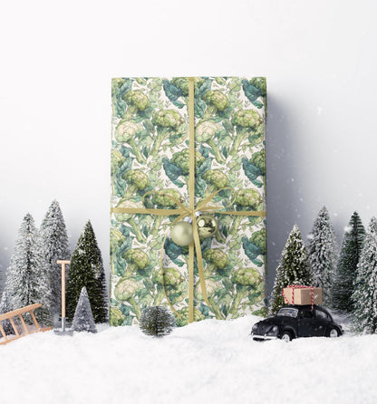 Farmers Market Wrapping Paper Roll Rustic Country Kitchen Broccoli Farm Fresh Vegetables Eco Farmhouse Organic Gift Wrap #68