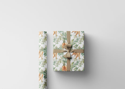 Farmers Market Wrapping Paper Roll Farmhouse Rustic Carrots Illustration Organic Eco Country Kitchen Vegetables Gift Wrap #59