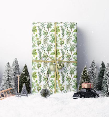 Farmers Market Wrapping Paper Roll Farm Fresh Herbs Rustic Kitchen Basil Parsley Thyme Eco Friendly Farmhouse Gift Wrap #54