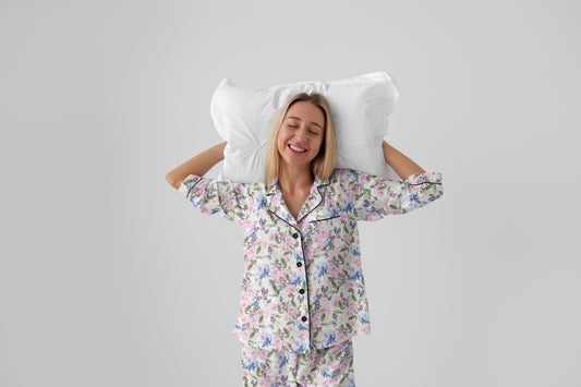 Romantic Watercolor Floral Bridal Pajama Set • Garden Wedding Sleepwear • Bridesmaid Gift • Satin Lounge Set with Roses & Leaves