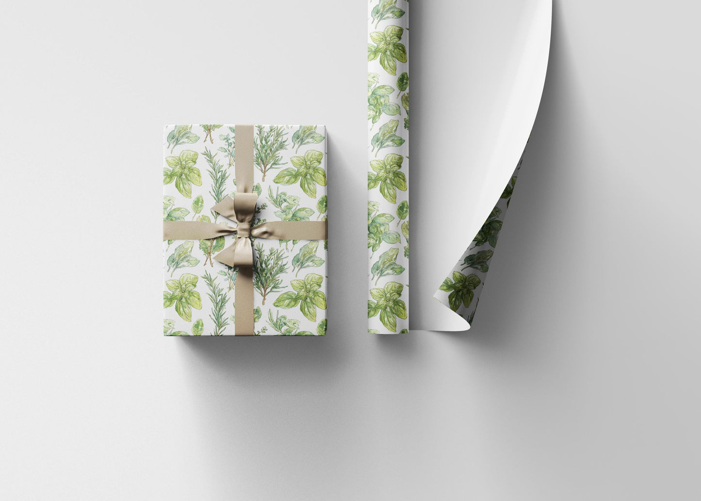 Farmers Market Wrapping Paper Roll Farm Fresh Herbs Rustic Kitchen Basil Parsley Thyme Eco Friendly Farmhouse Gift Wrap #54