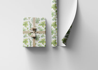 Farmers Market Wrapping Paper Roll Farm Fresh Herbs Rustic Kitchen Basil Parsley Thyme Eco Friendly Farmhouse Gift Wrap #54