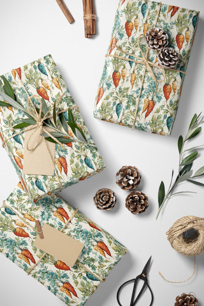 Farmers Market Wrapping Paper Roll Rustic Eco Carrots Design Farmhouse Country Kitchen Organic Farm Fresh Veggie Gift Wrap #61