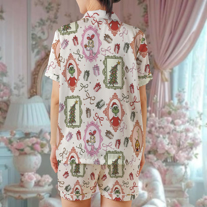 Grinch Christmas Pajama Set, Festive Grinch and Max Holiday Sleepwear, Festive Grinch and Max Holiday Loungewear, Mount Crumpit Grinchmas