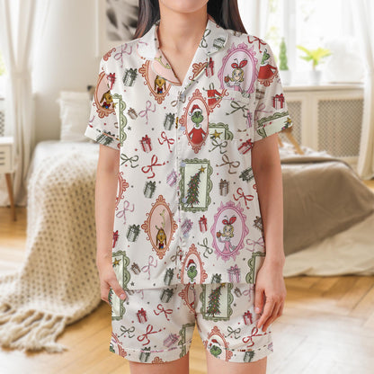 Grinch Christmas Pajama Set, Festive Grinch and Max Holiday Sleepwear, Festive Grinch and Max Holiday Loungewear, Mount Crumpit Grinchmas