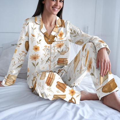 Coffee and Books Pajama Set, Books And Coffee Floral Sleepwear, Bookish Loungewear Set, Booktok Pajamas, Books Coffee, Girly Pjs, Book Lover