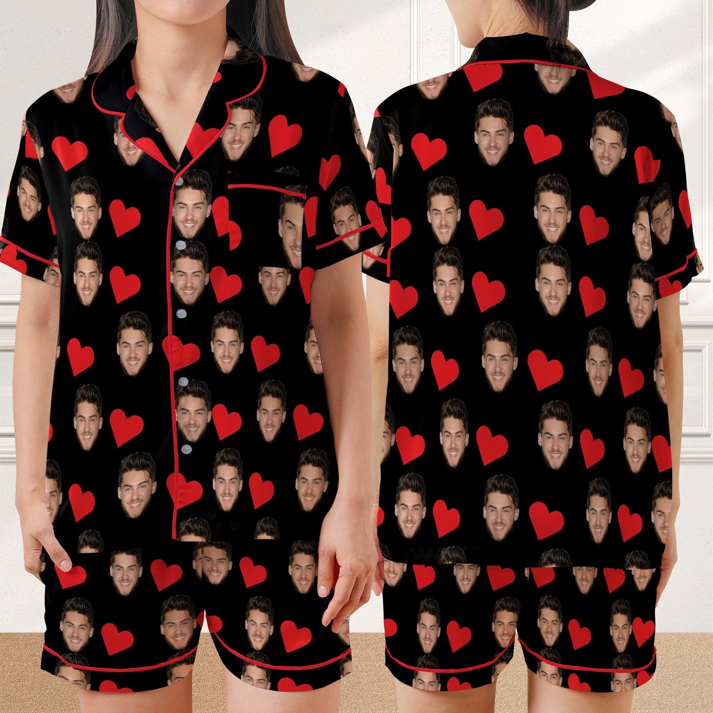 Custom Family Pajama Set, Face Sleepwear, Couple Face Pjs, Personalized Loungewear Set With Photo, Family Pajamas, Gifts for Wife Husband