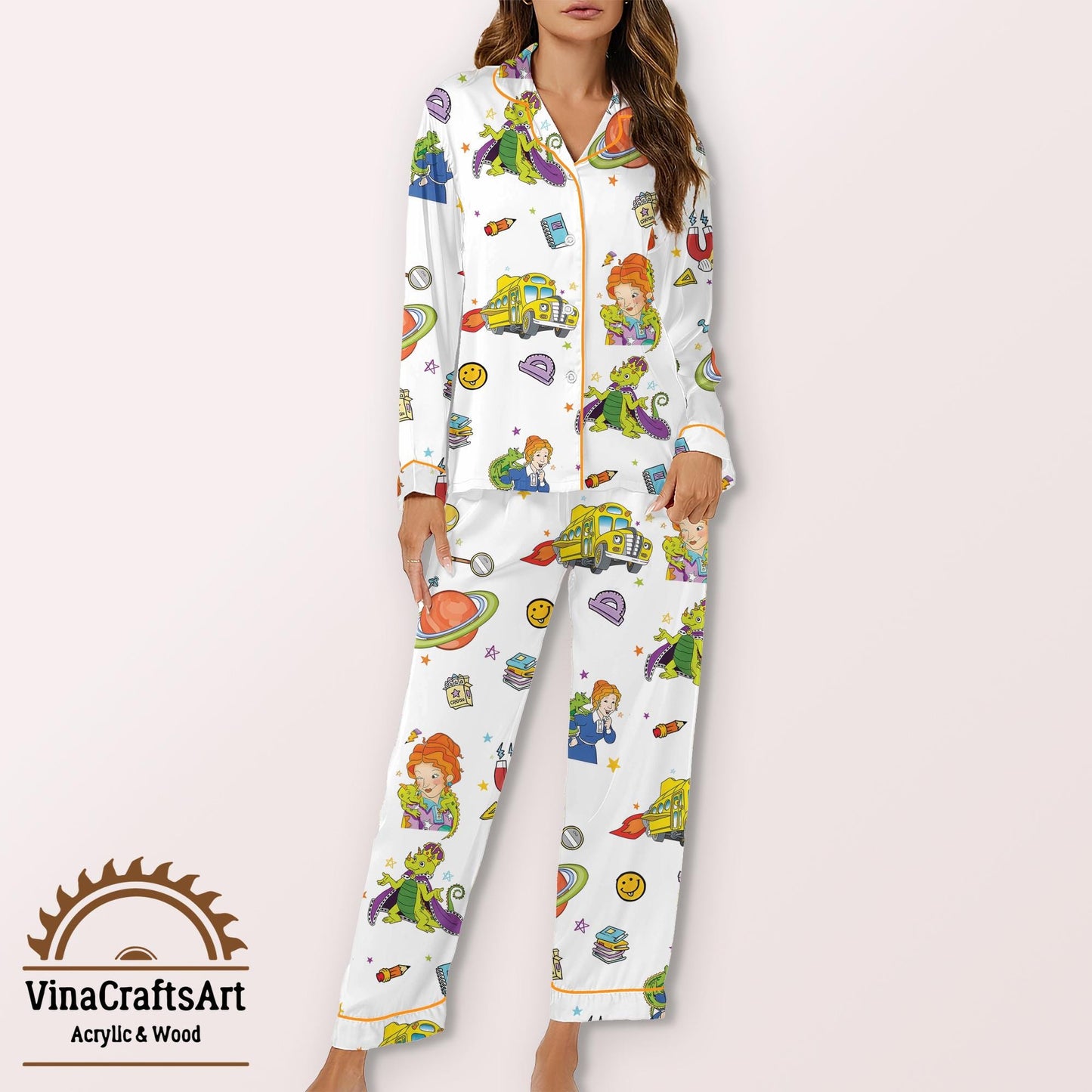 Take Chances Make Mistake Get Messy Pajamas Set, Teacher Appreciation Pajamas, Preppy School Teacher Loungewear, Teacher Gift Pajamas