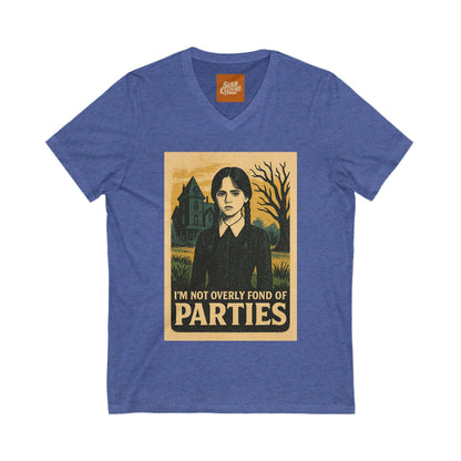 T Shirt featuring Wednesday Addams Im not fond of parties. Unisex soft cotton.