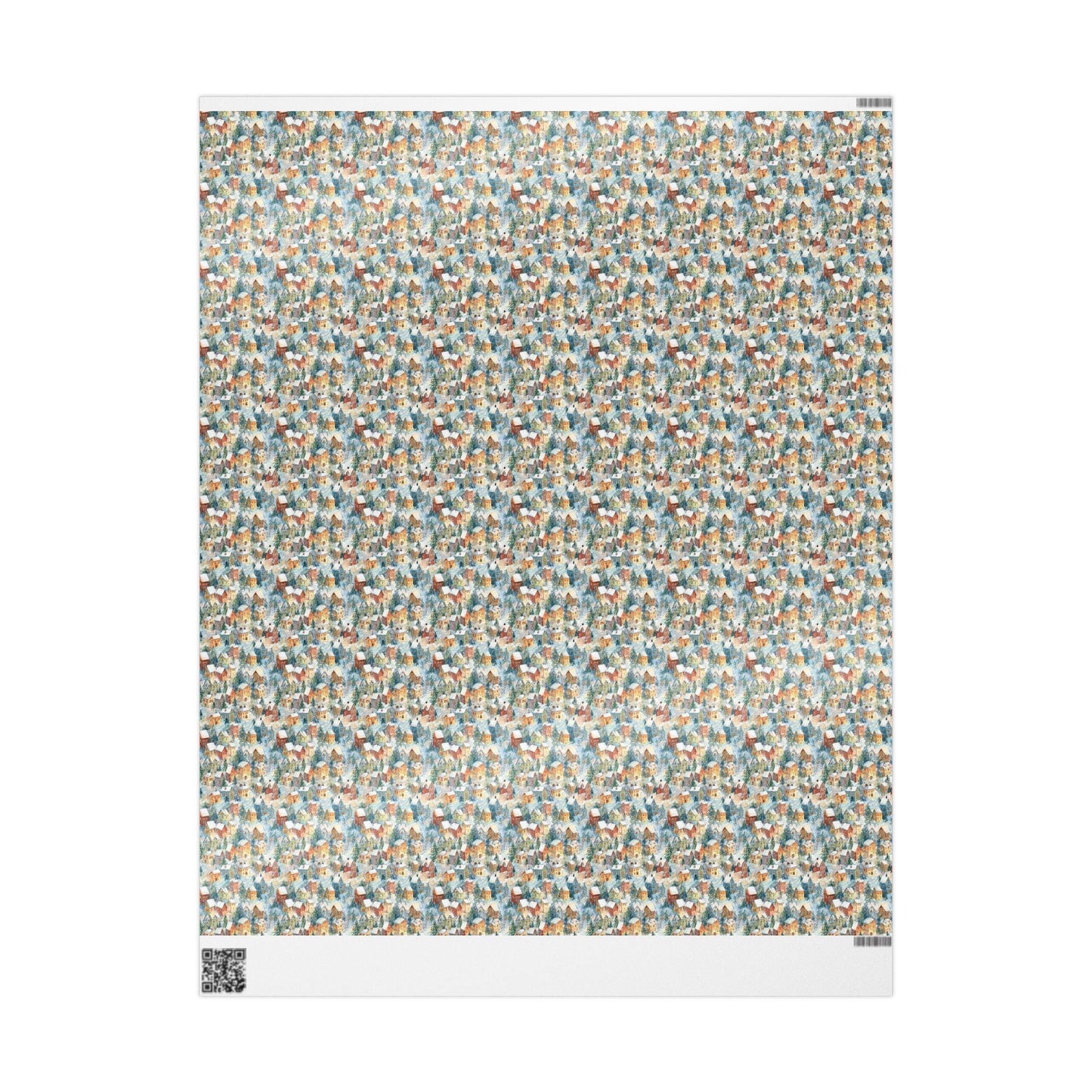 Vintage Christmas village Wrapping Paper Roll, Custom Holiday Gift Wrap, Retro Style Christmas Packaging Idea #8