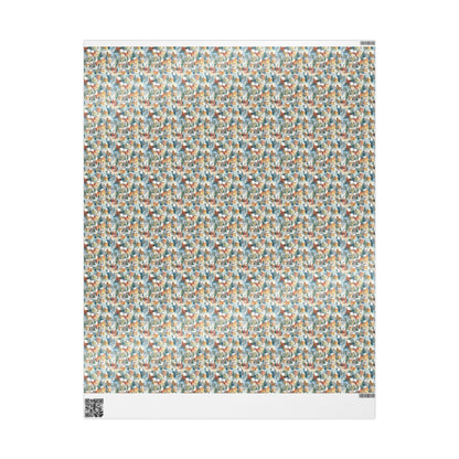 Vintage Christmas village Wrapping Paper Roll, Custom Holiday Gift Wrap, Retro Style Christmas Packaging Idea #8