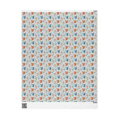 Cozy Christmas Wrapping Paper, Retro Holiday Gift Wrap Roll, Vintage Style Blue Christmas Packaging Idea #13