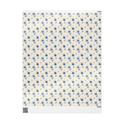 Blue Christmas Wrapping Paper Roll, Vintage Scandinavian Gift Wrap, Retro Print for Holiday Packaging #16