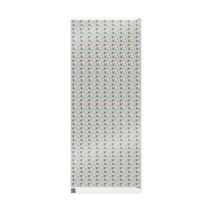 Cozy Christmas Wrapping Paper, Retro Holiday Gift Wrap Roll, Vintage Style Blue Christmas Packaging Idea #13
