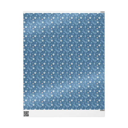 Retro Christmas Wrapping Paper Roll, Vintage Style Blue Christmas Gift Wrap, Custom Nordic Christmas Packaging #18