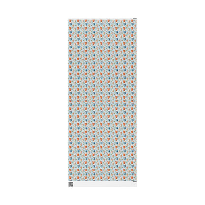 Cozy Christmas Wrapping Paper, Retro Holiday Gift Wrap Roll, Vintage Style Blue Christmas Packaging Idea #13