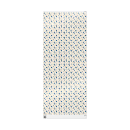 Blue Christmas Wrapping Paper Roll, Vintage Scandinavian Gift Wrap, Retro Print for Holiday Packaging #16