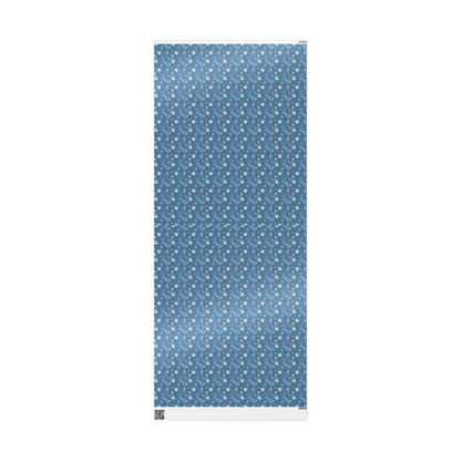 Retro Christmas Wrapping Paper Roll, Vintage Style Blue Christmas Gift Wrap, Custom Nordic Christmas Packaging #18