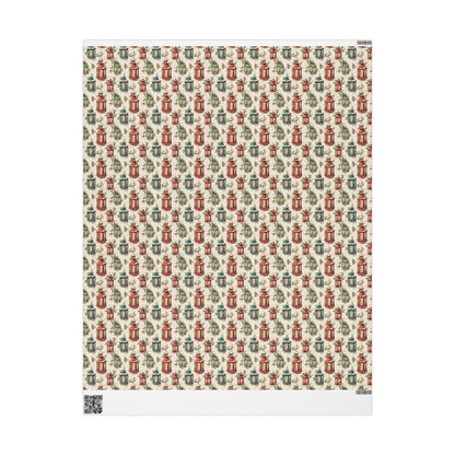 Vintage Christmas Wrapping Paper, Retro Holiday Wrap Roll, Custom Scandinavian Christmas Theme #22