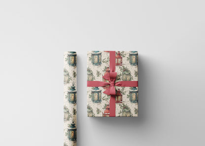 Vintage Christmas Wrapping Paper, Retro Holiday Wrap Roll, Custom Scandinavian Christmas Theme #22