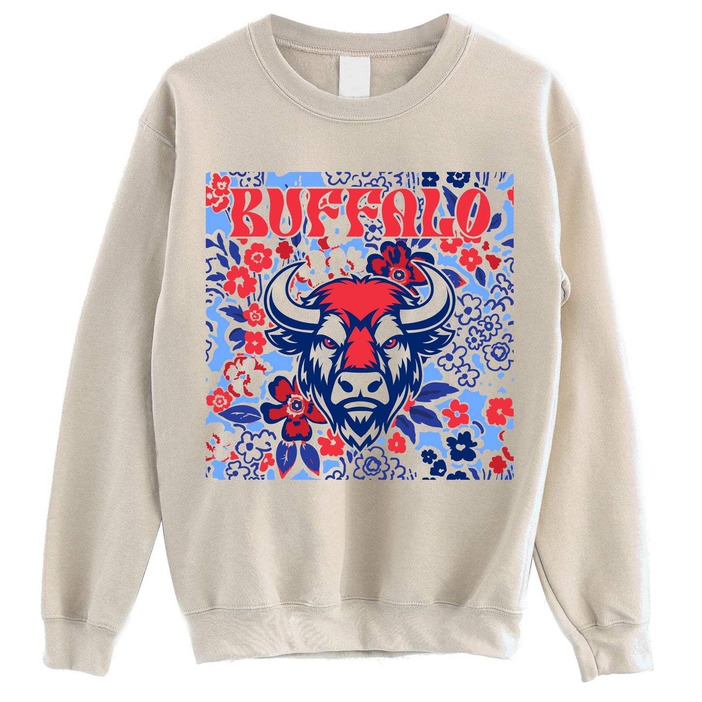 Buffalo Team Mascot Shirt, Floral Spirit Mascot Sweatshirt, Game Day Tee, Abstract Flower Football Sports Shirt, Cheerleader Gift Shirt