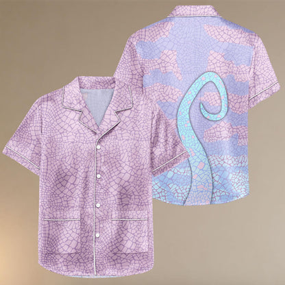 Randall Costume Satin Pjs Shorts, Monsters Inc Pajama Set, Satin Halloween PJs With Shorts, Purple Villain Loungewear, Scaly Monster Sl